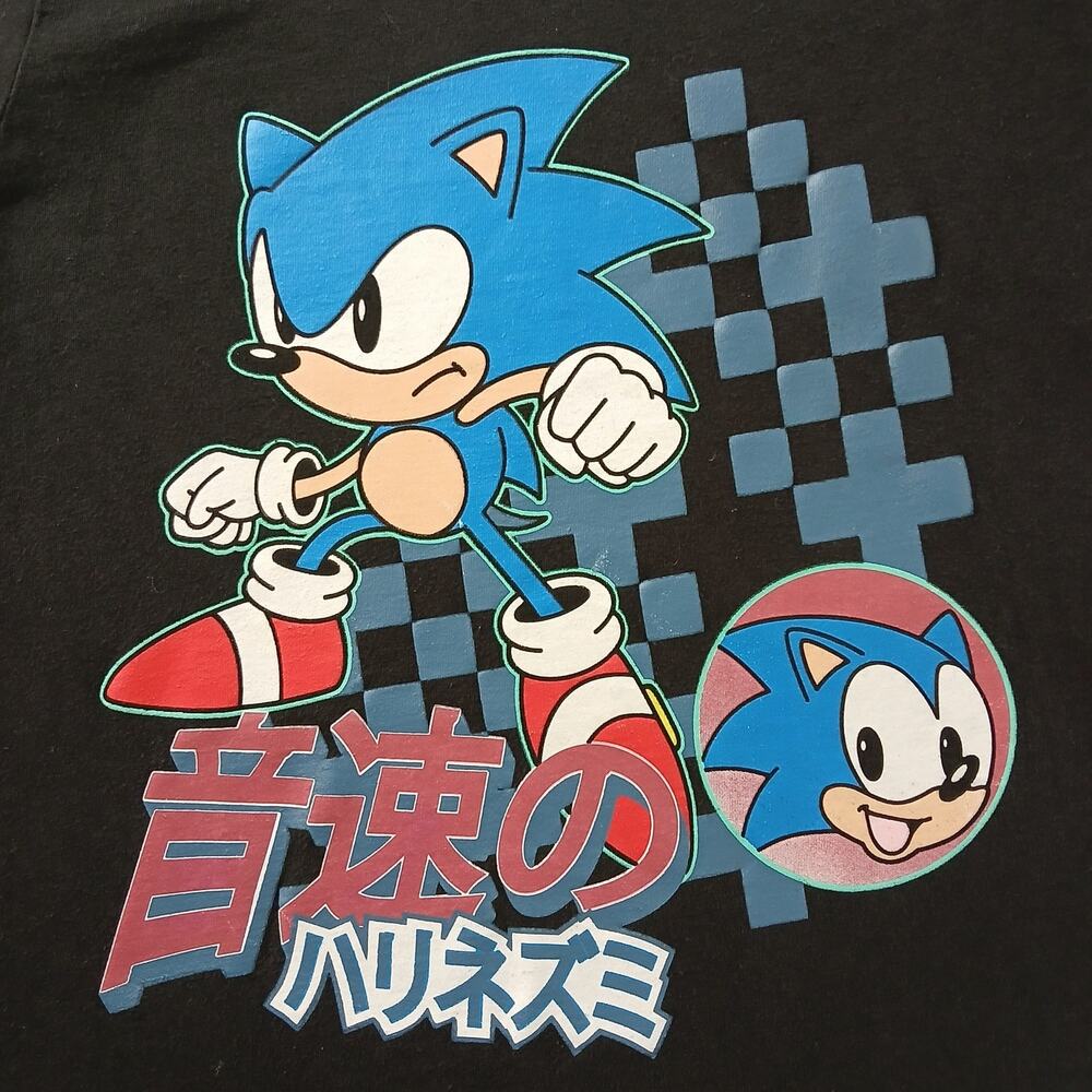 Sonic the Hedgehog Graphic Tee Kids M long sleeve kanji text black